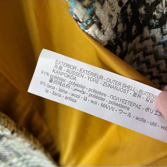 ❌ S O L D ❌ ZARA Black Cream Plaid Houndstooth Tweed Lapeless Long Coat Medium - Picture 13 of 15